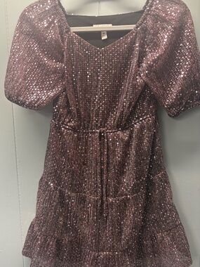 Speechless Rose-Sequin Puff-Sleeve Party Dress